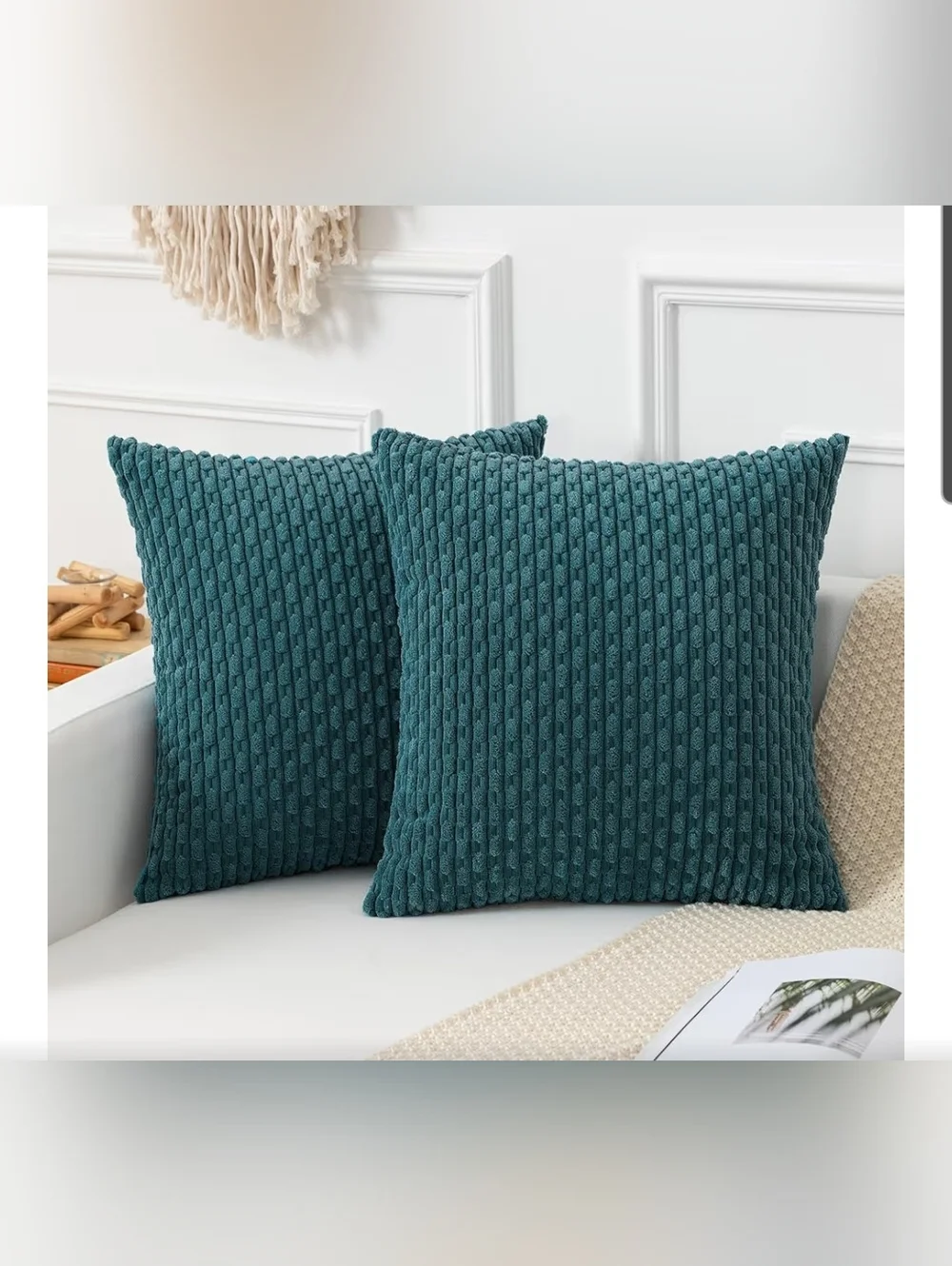 Teal Textured Knit Throw Pillow Cover - Home Bedding Pillow
